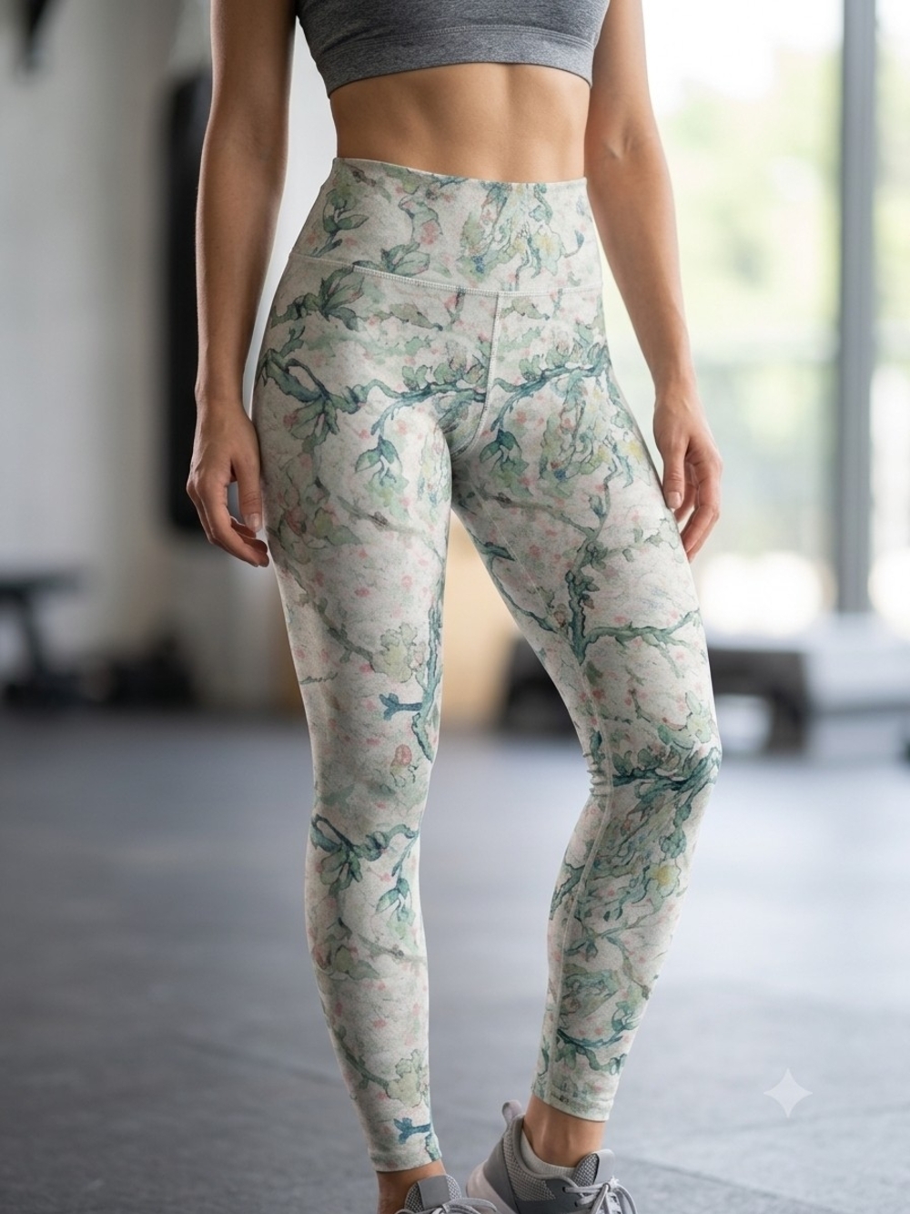 manduka Cream Floral High-Rise Leggings